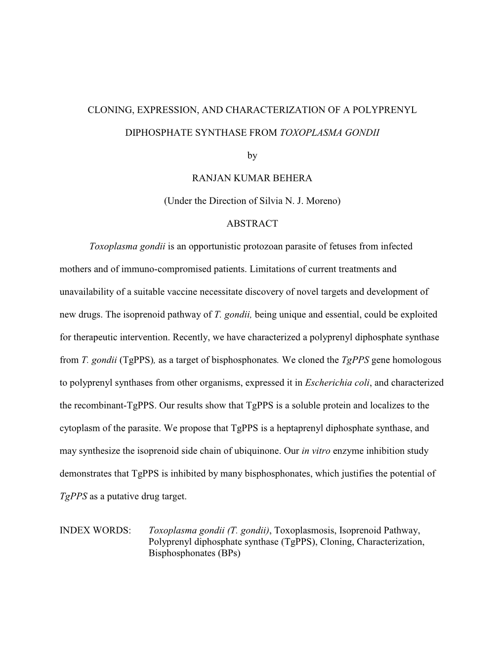 Cloning, Expression, and Characterization of a Polyprenyl