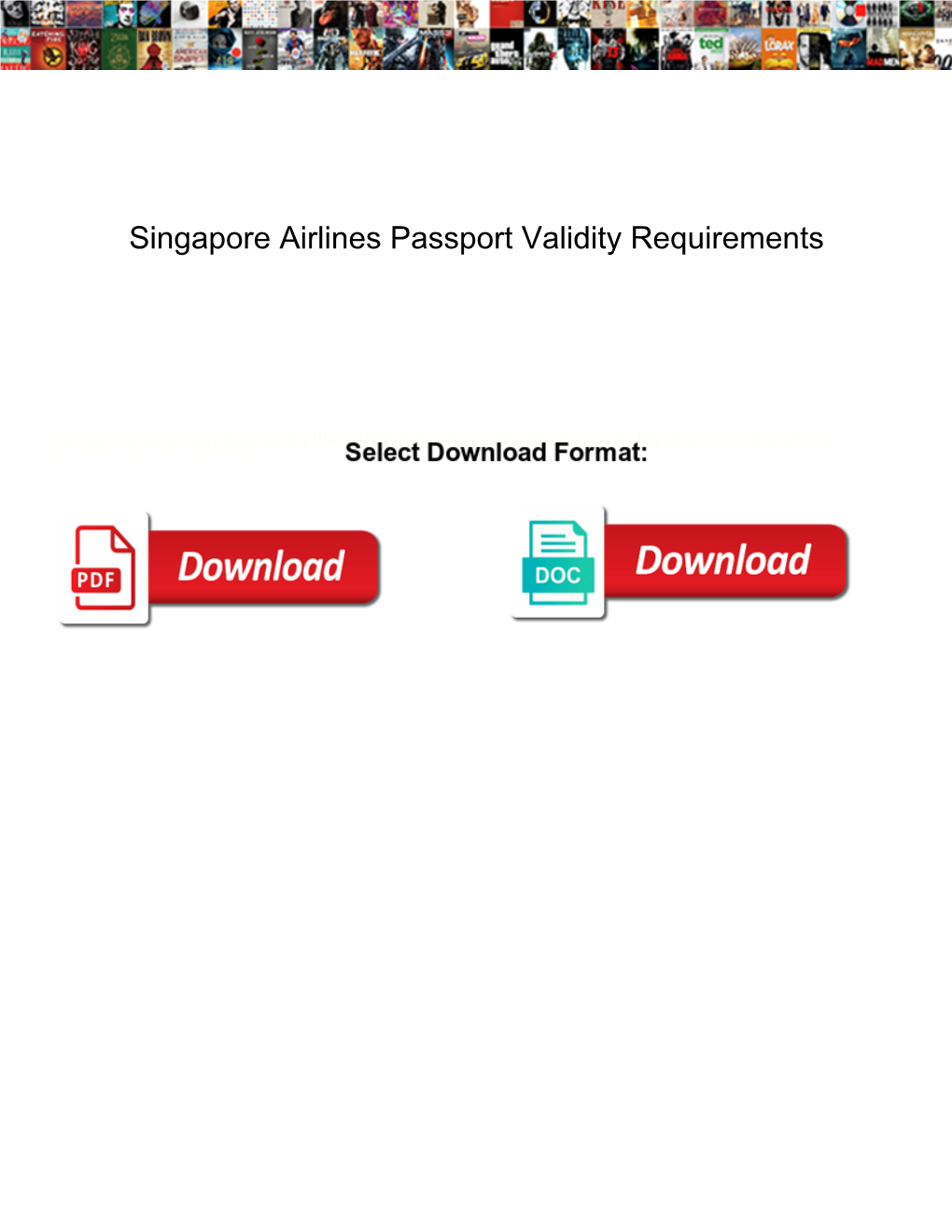 Singapore Airlines Passport Validity Requirements