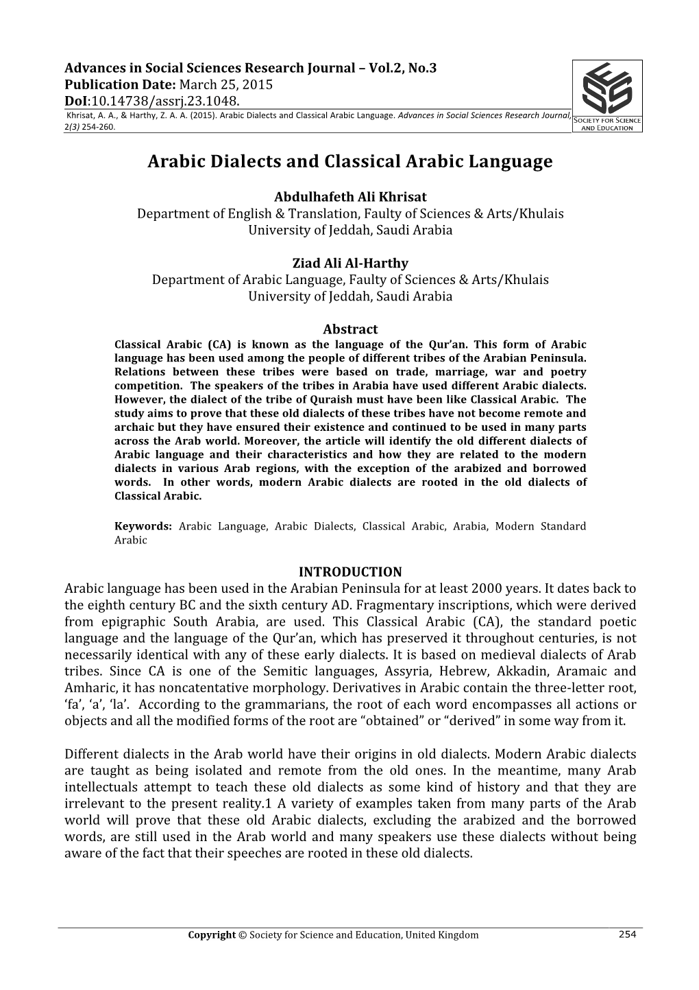 Arabic'dialects'and'classical'arabic