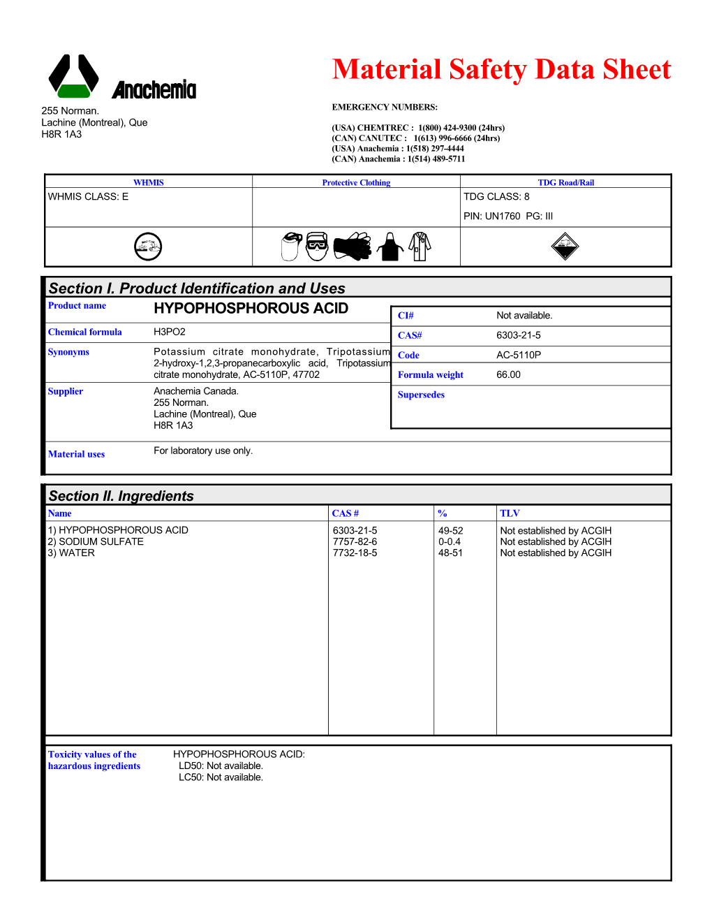 5439 Hypophosphorous Acid