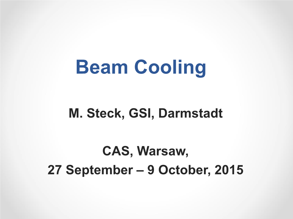 Beam Cooling