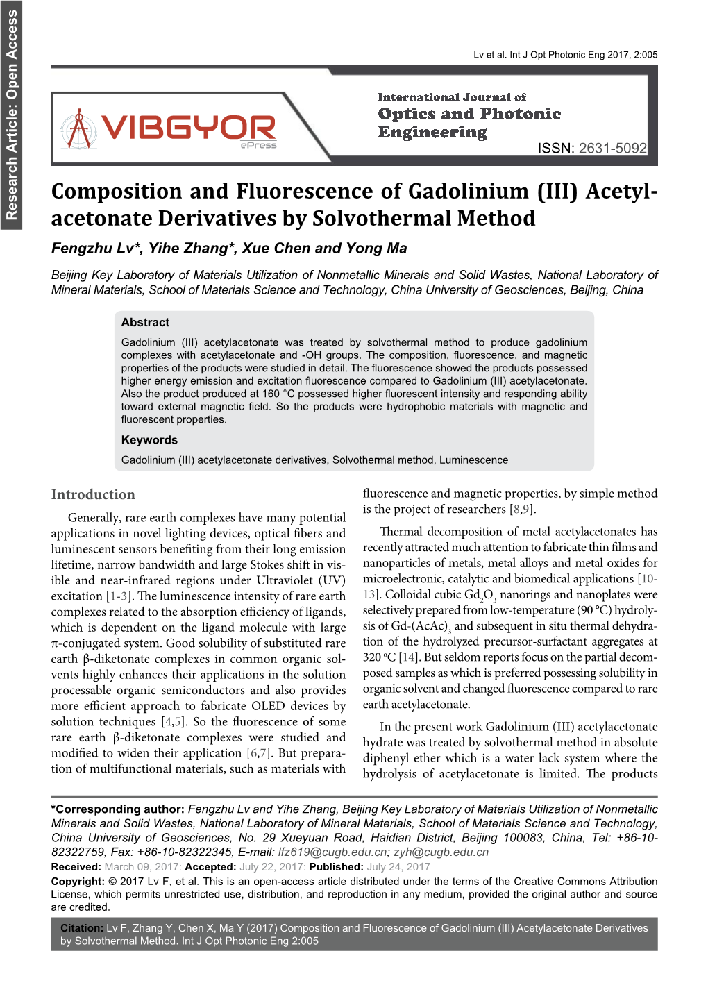 (III) Acetylacetonate Derivatives by Solvothermal Method