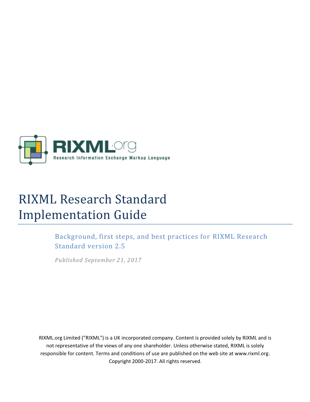 RIXML Research Standard Implementation Guide