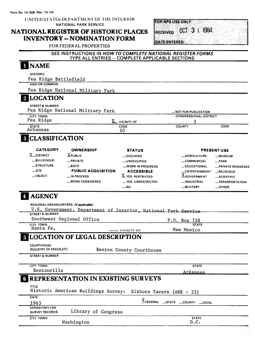 National Register of Historic Places Inventory -- Nomination Form