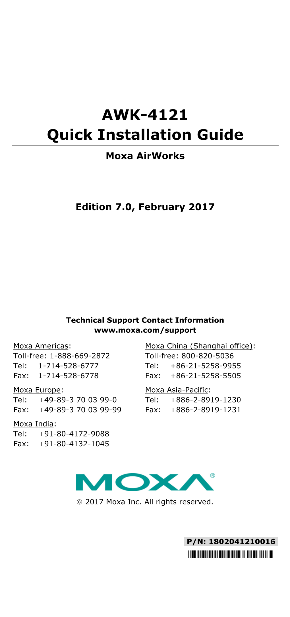 AWK-4121 Quick Installation Guide Moxa Airworks