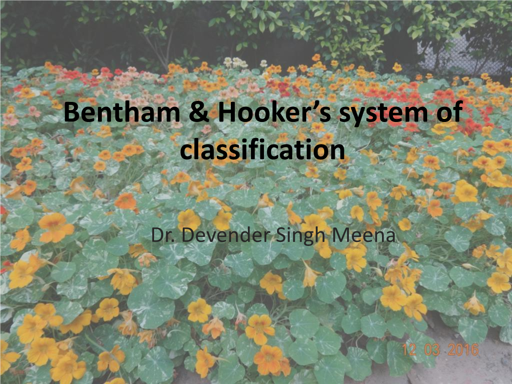 Bentham & Hooker's System of Classification