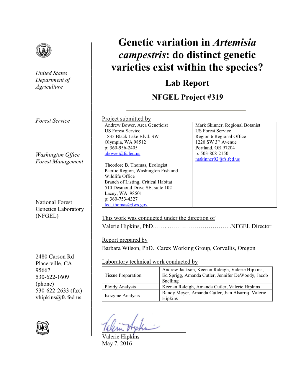 Genetic Variation in Artemisia Campestris