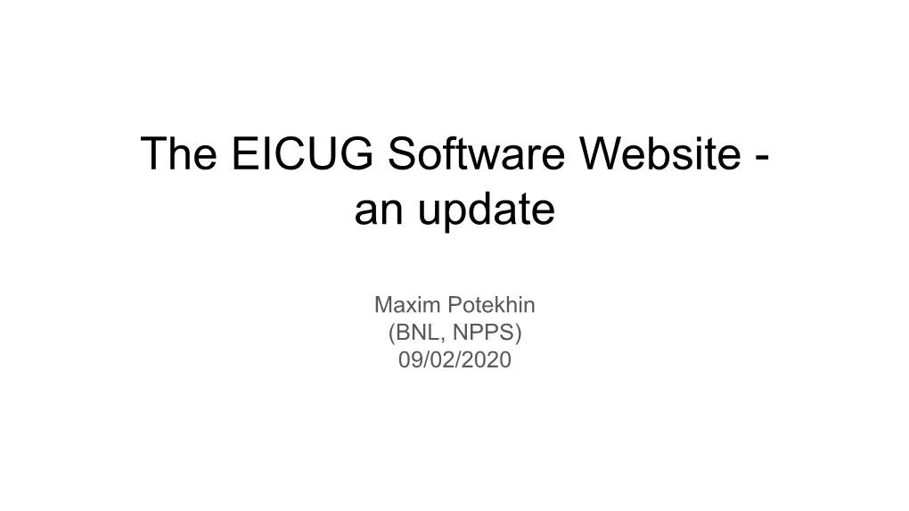 EIC Software Website: an Update