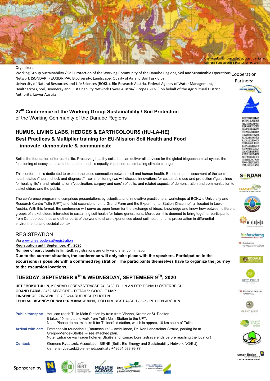 27Th Conference of the Working Group Sustainability / Soil Protection of the Working Community of the Danube Regions