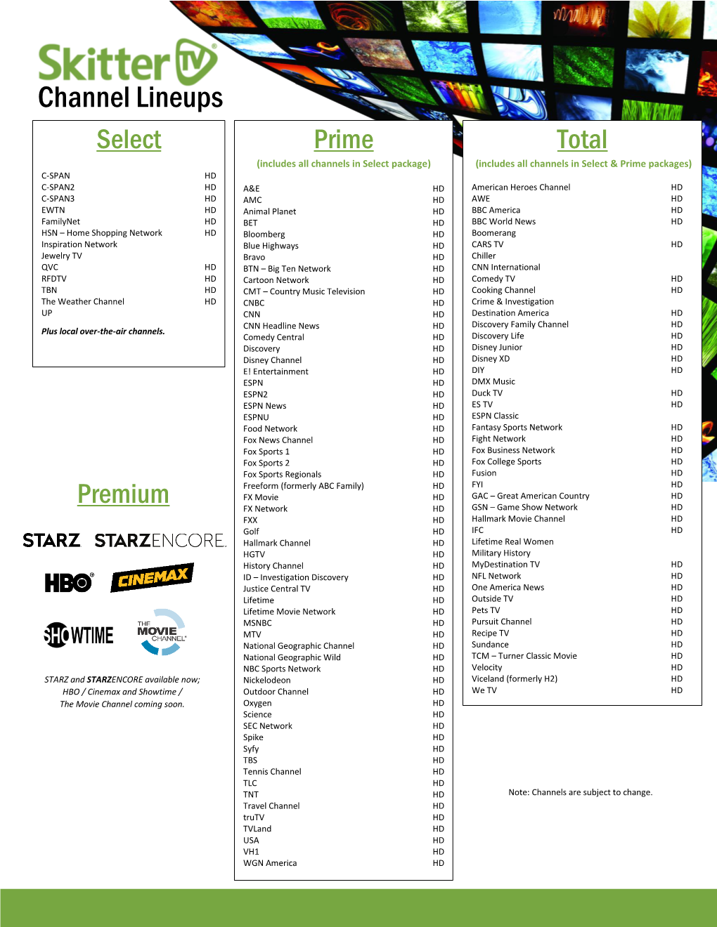 Channel Lineups