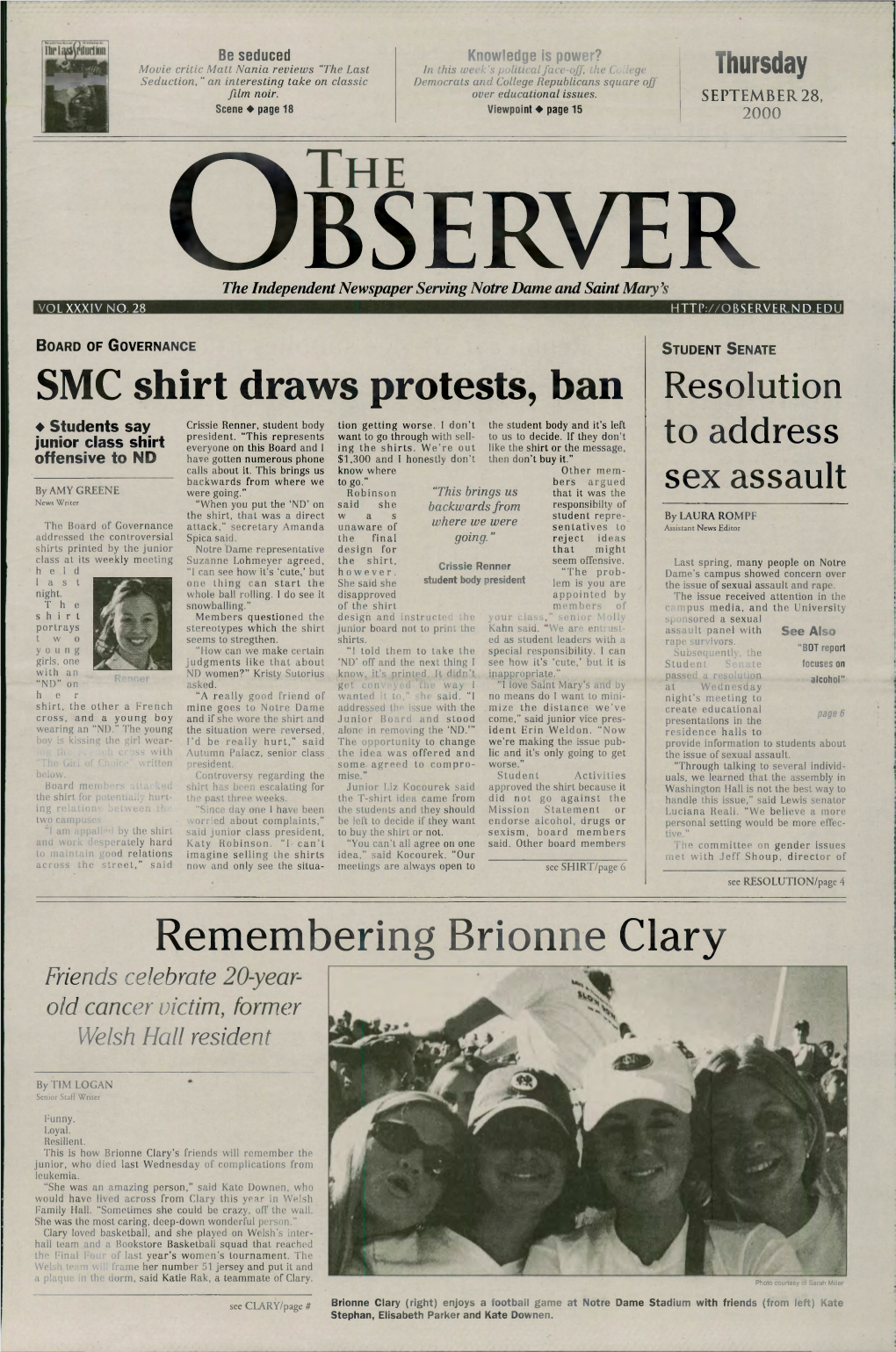 SMC Shirt Draws Protests, Ban Resolution ♦ Students Say Crissie Renner, Student Body Tion Getting Worse