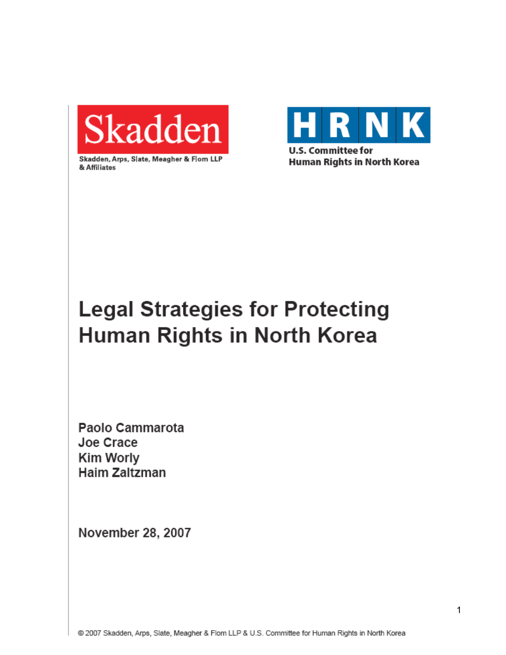 Legal Strategies for Protecting Human Rights in North Korea