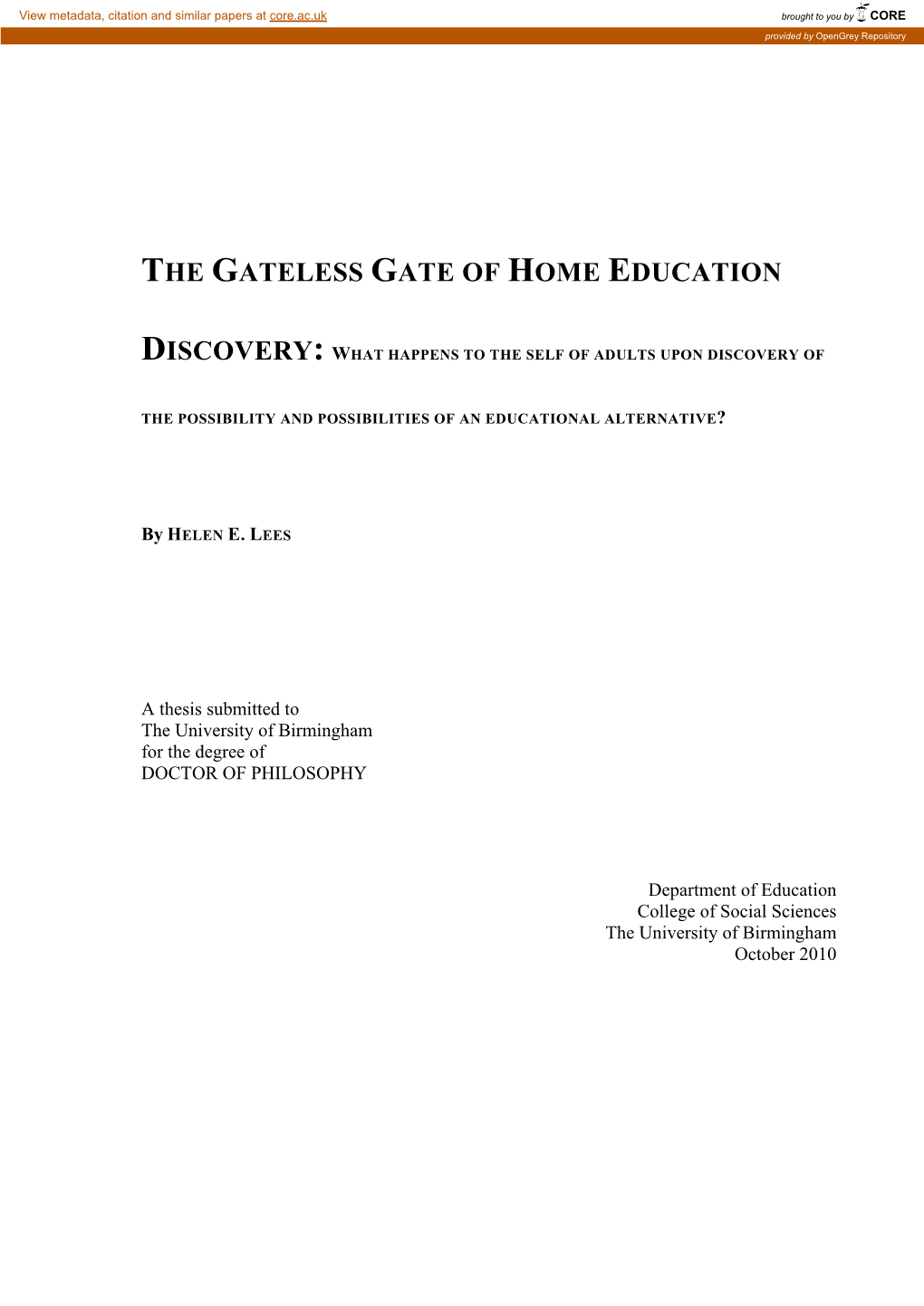 The Gateless Gate of Home Education Discovery