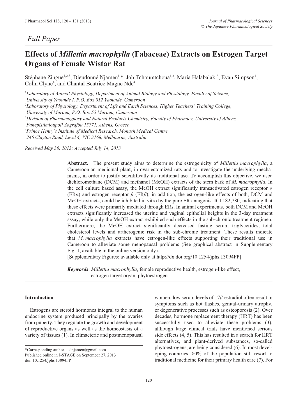 (Fabaceae) Extracts on Estrogen Target Organs of Female Wistar Rat