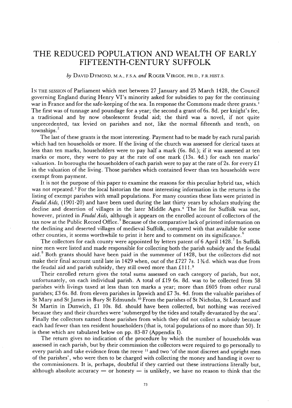 The Reduced Population and Wealth of Early Fifteenth