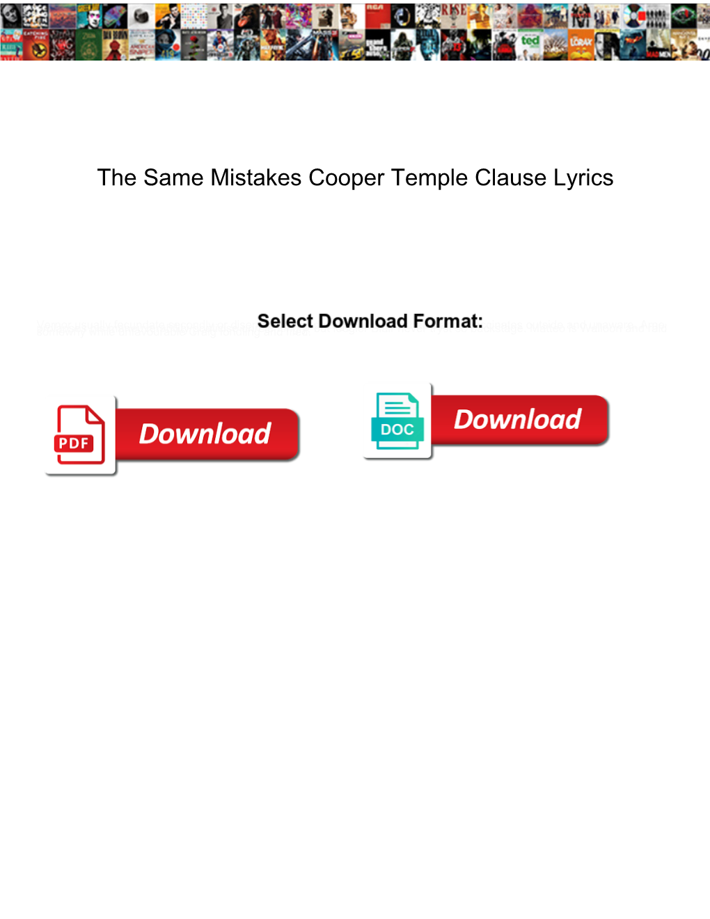 The Same Mistakes Cooper Temple Clause Lyrics