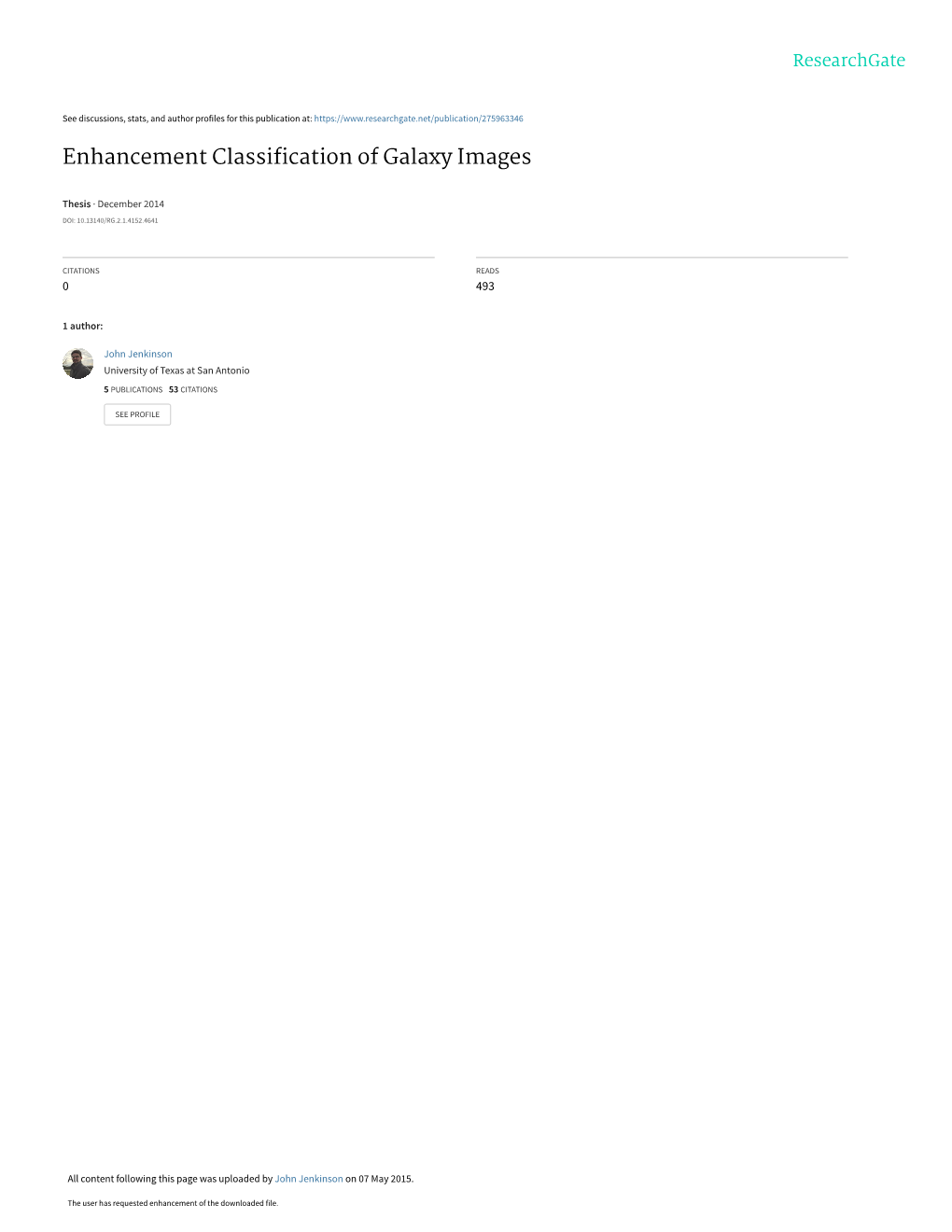 Enhancement Classification of Galaxy Images