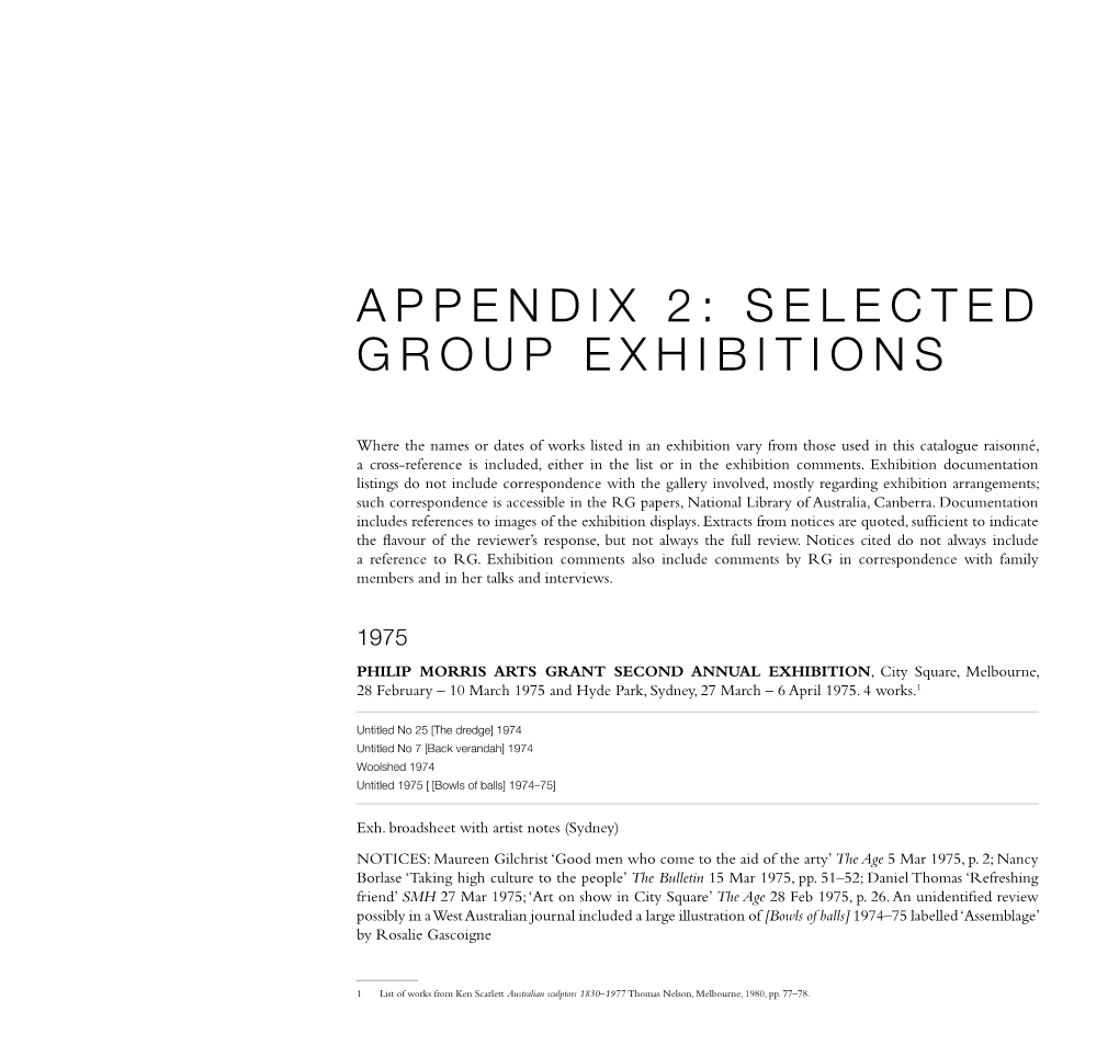 Appendix 2: Selected Group Exhibitions