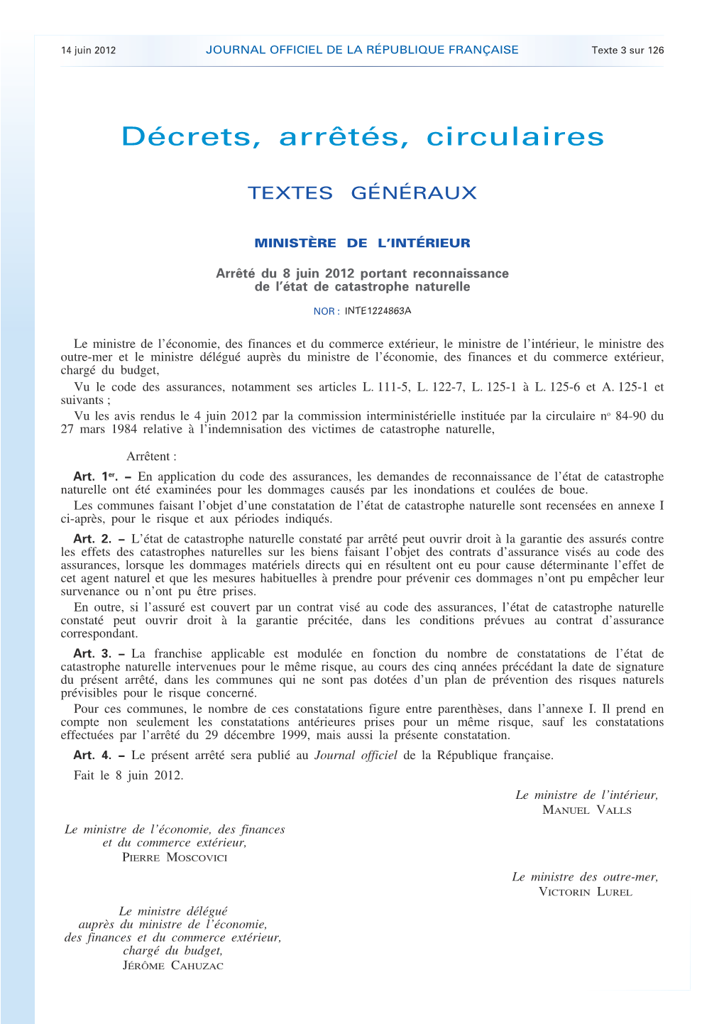 JOURNAL OFFICIEL DE LA RÉPUBLIQUE FRANÇAISE Texte 3 Sur 126