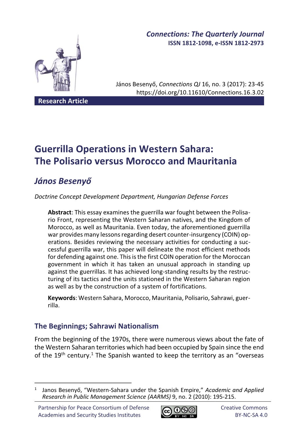 Guerrilla Operations in Western Sahara: the Polisario Versus Morocco and Mauritania