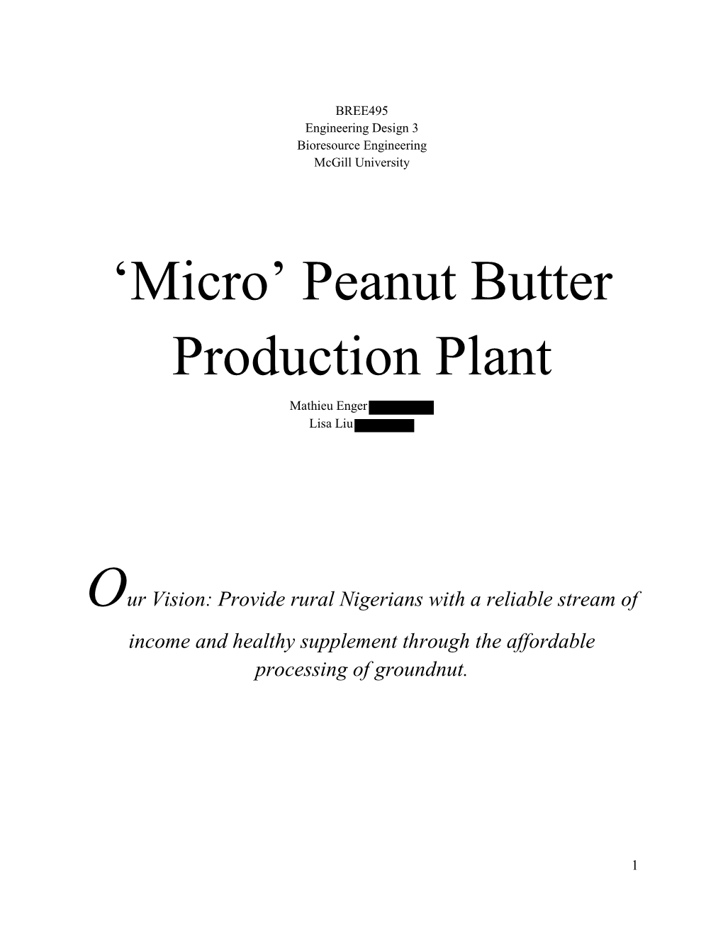 'Micro' Peanut Butter Production Plant