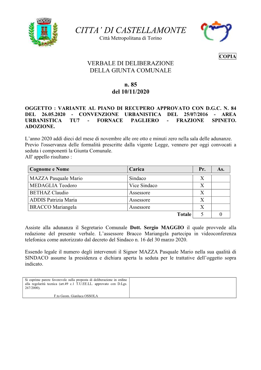 GC-2020-00085 Adozione Variante