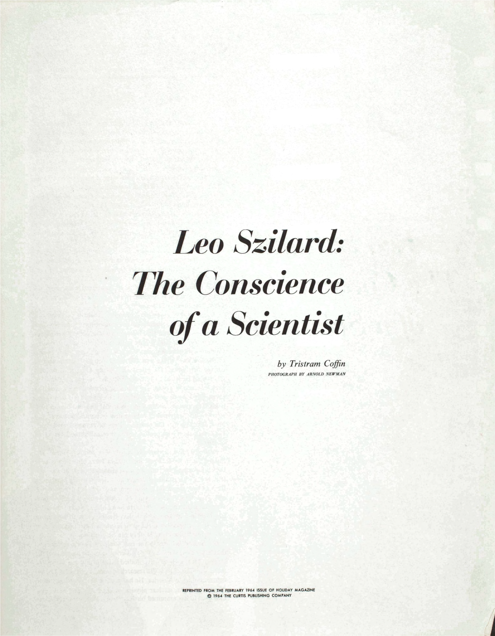 Leo Szilard: the Conscience of a Scientist