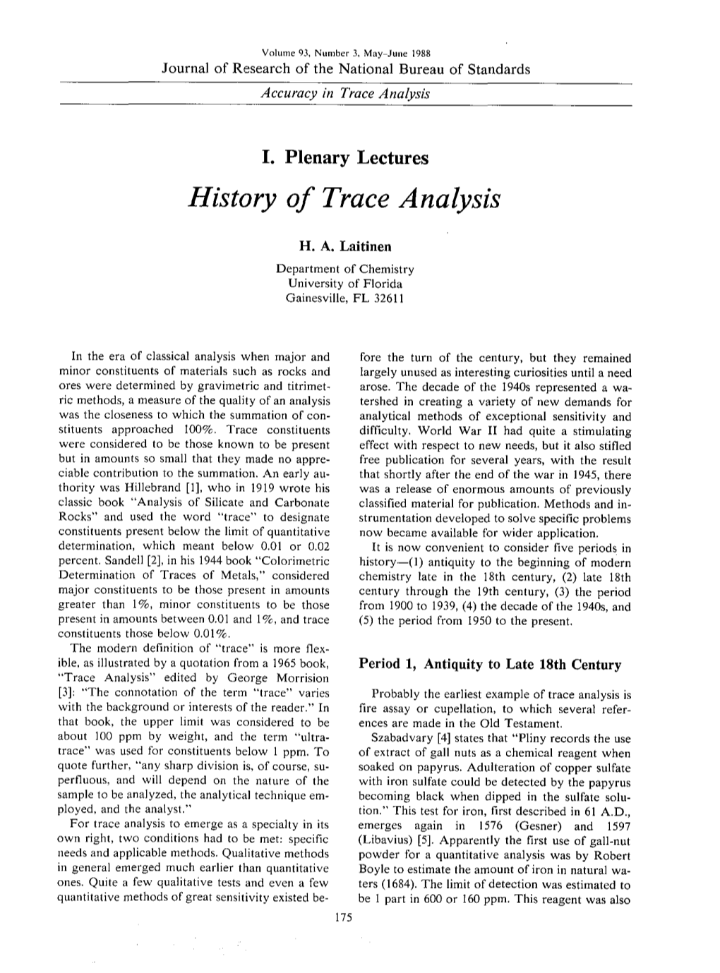 History of Trace Analysis