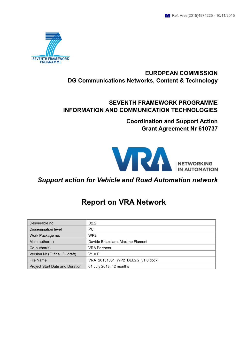 Report on VRA Network