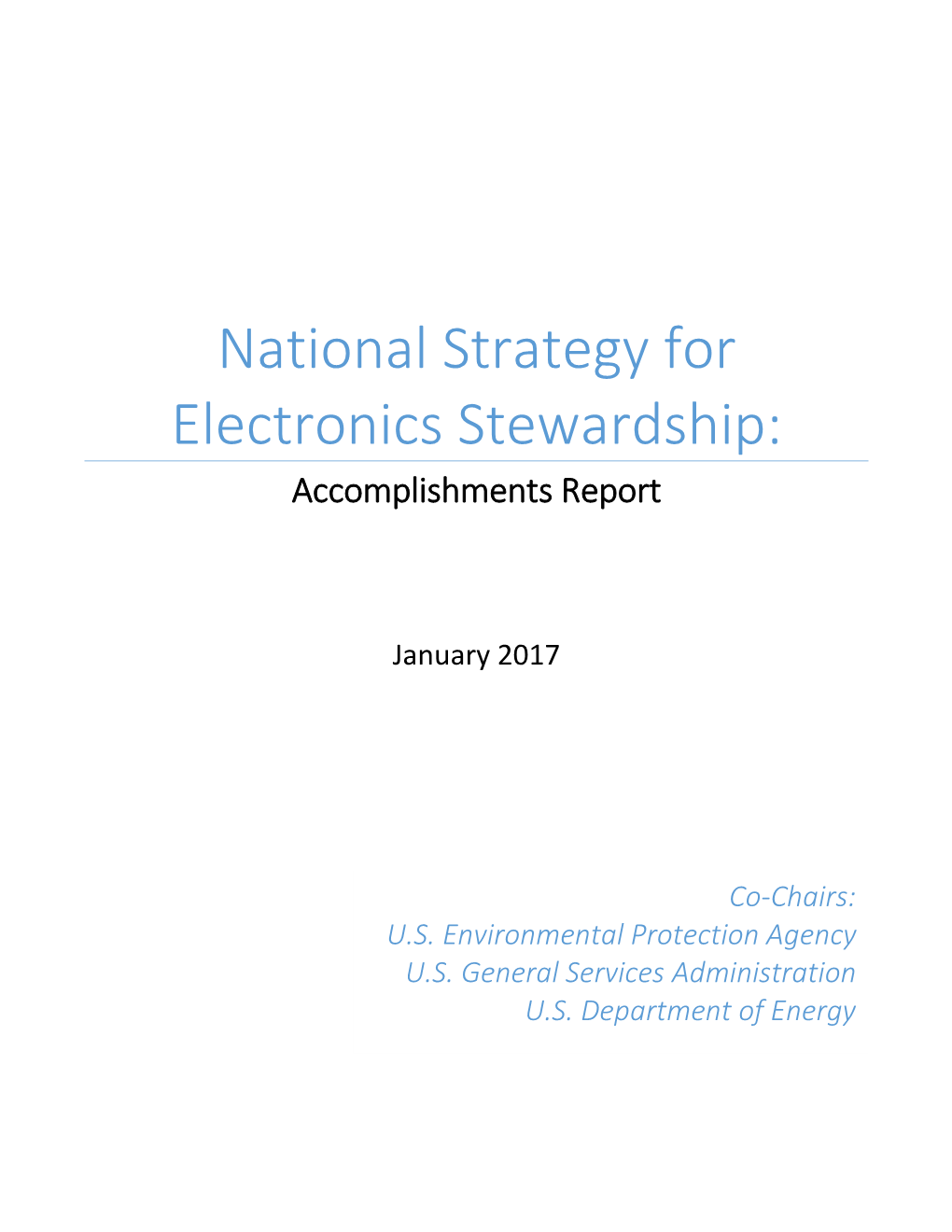 National Strategy for Electronics Stewardship: Accomplishments Report