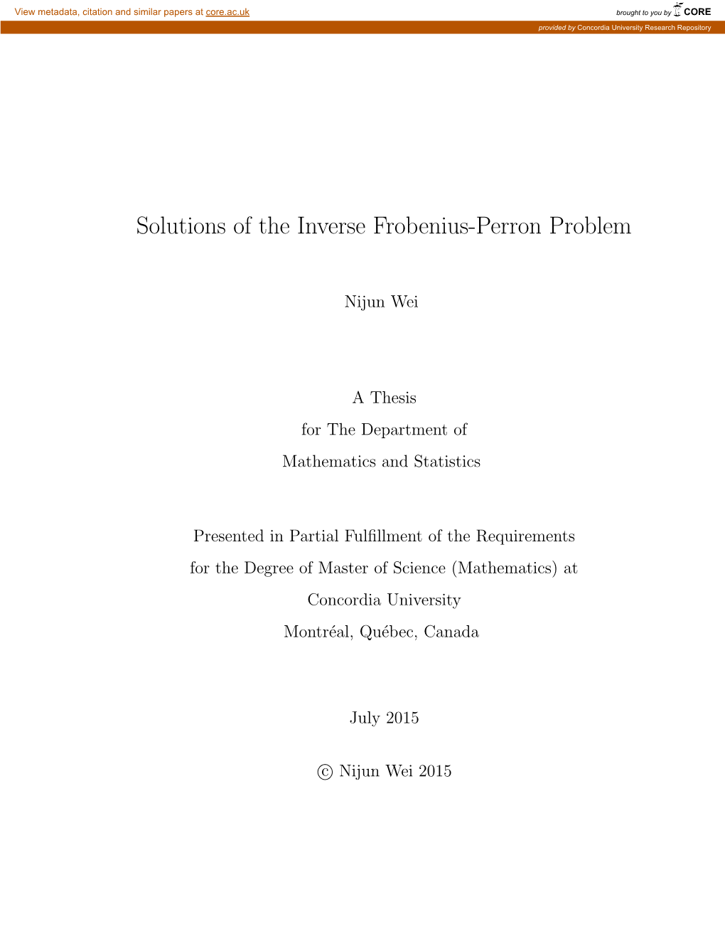 Solutions of the Inverse Frobenius-Perron Problem