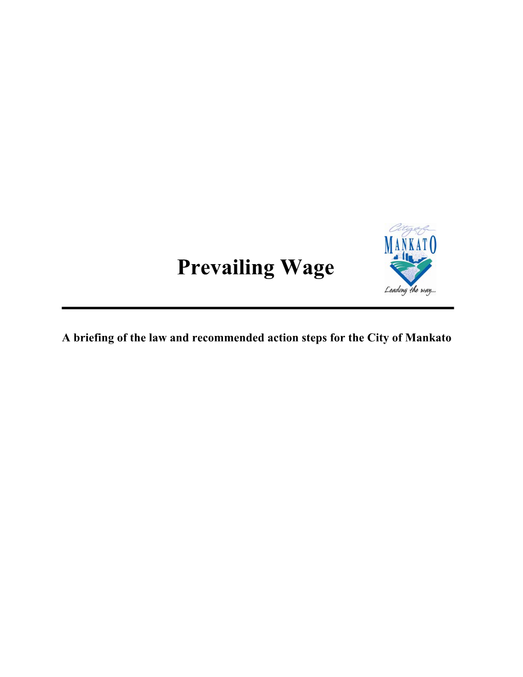 Prevailing Wage Study for Mankato, MN