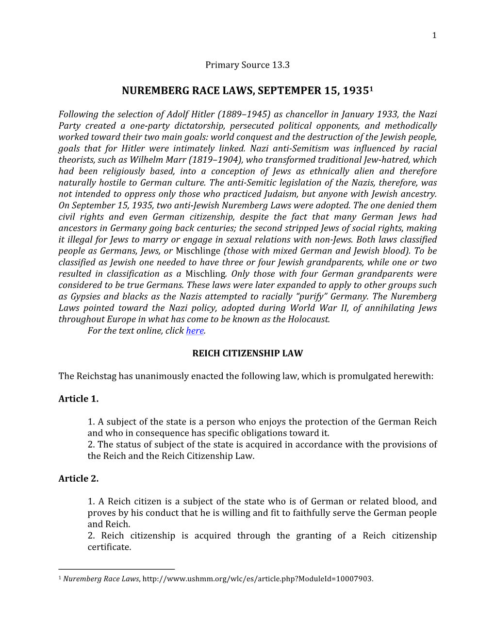 Nuremberg Race Laws, Septemper 15, 19351