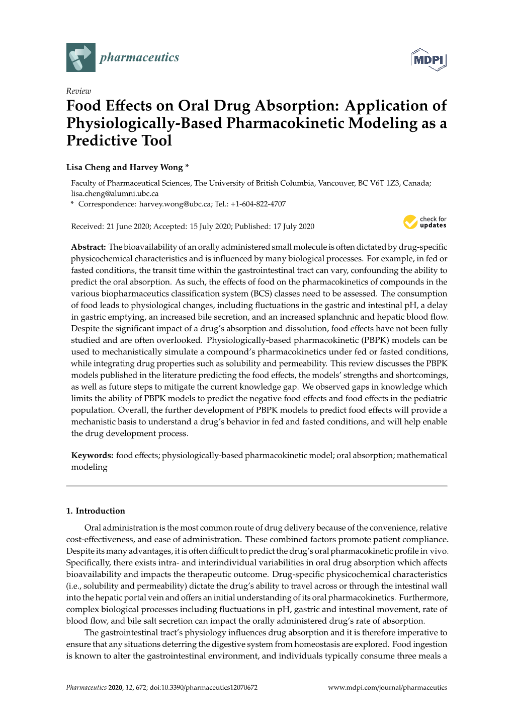 Food Effects on Oral Drug Absorption: Application of Physiologically