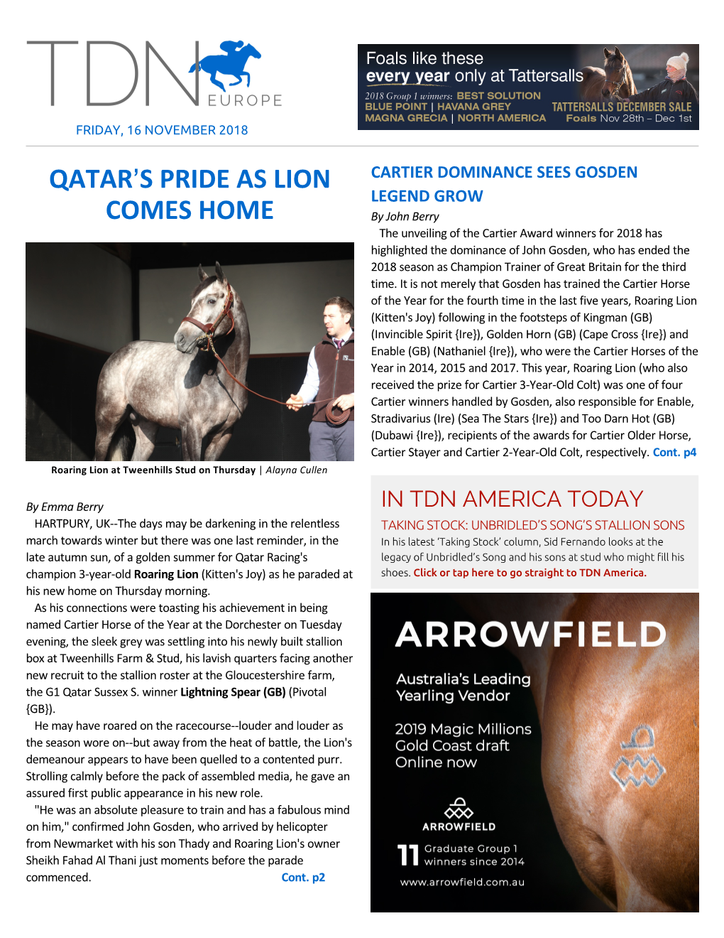 Qatar=S Pride As Lion Comes Home