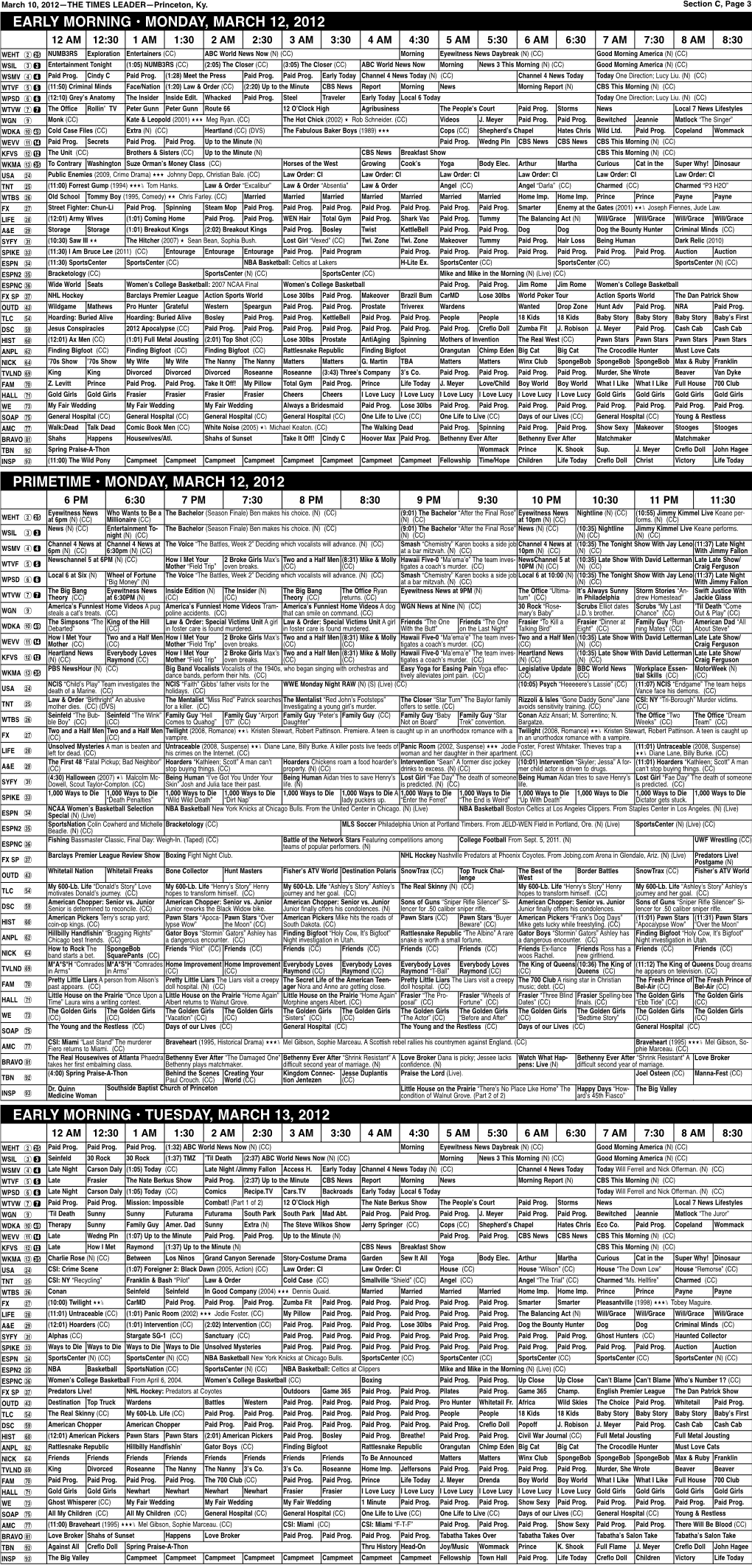 Early Morning • Monday, March 12, 2012 Primetime