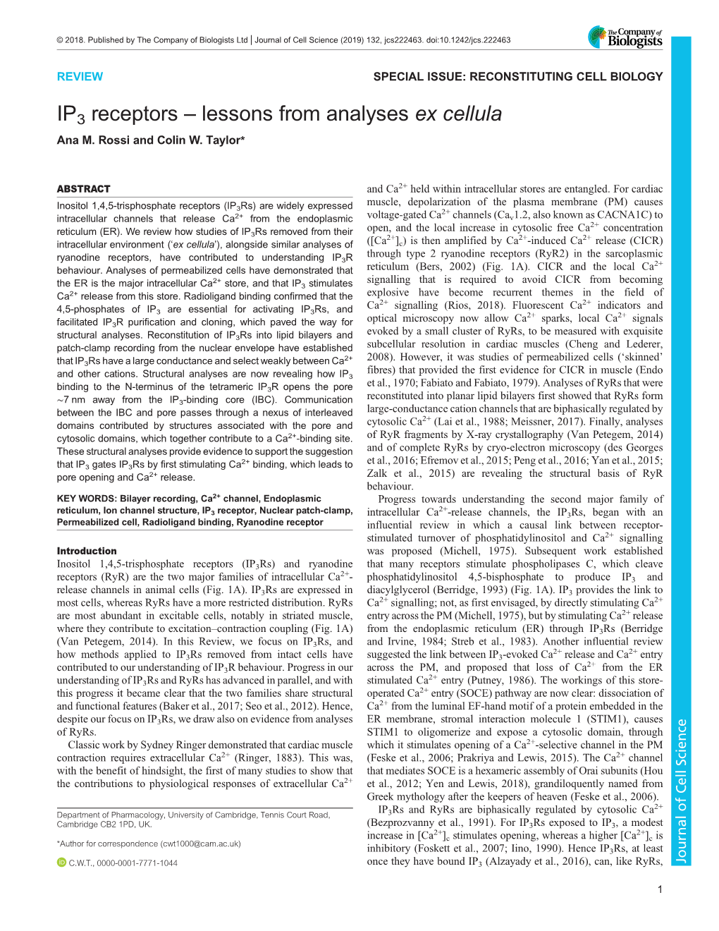 IP3 Receptors – Lessons from Analyses Ex Cellula Ana M