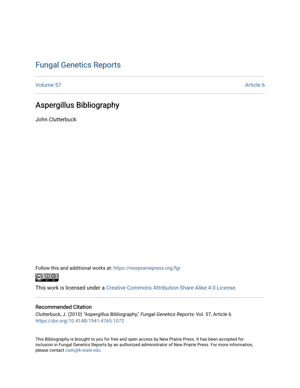 Aspergillus Bibliography