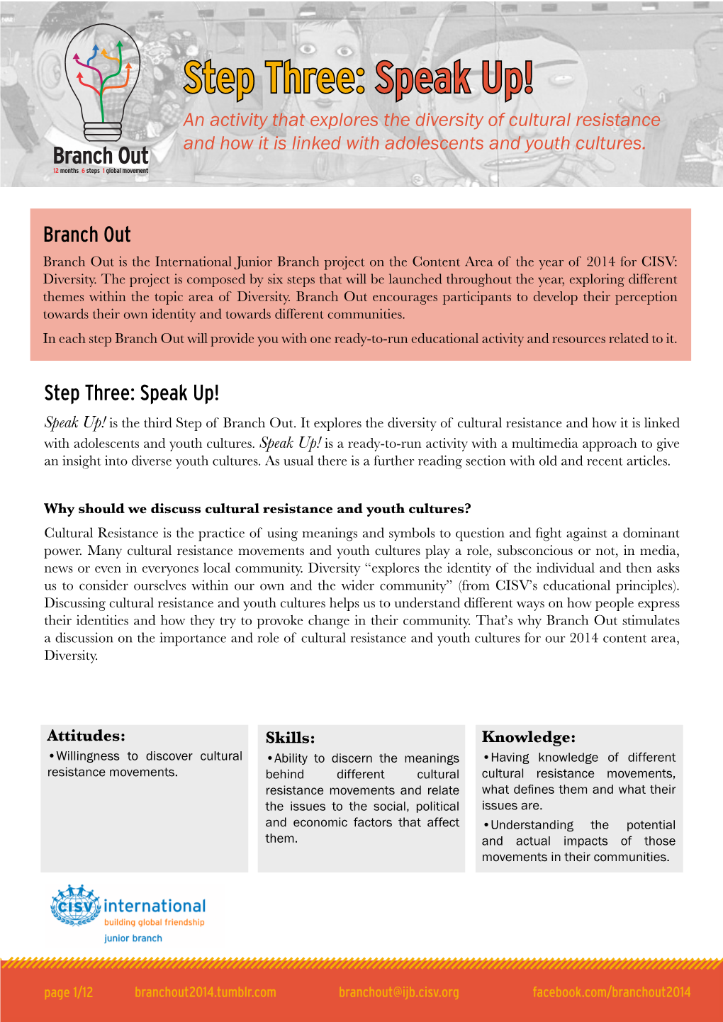 Step Three: Speak Up! an Activity That Explores the Diversity of Cultural Resistance and How It Is Linked with Adolescents and Youth Cultures