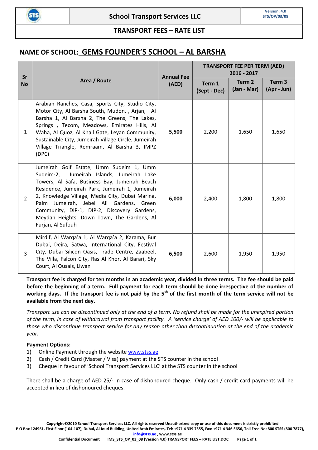 School Transport Services Llc (Sts)