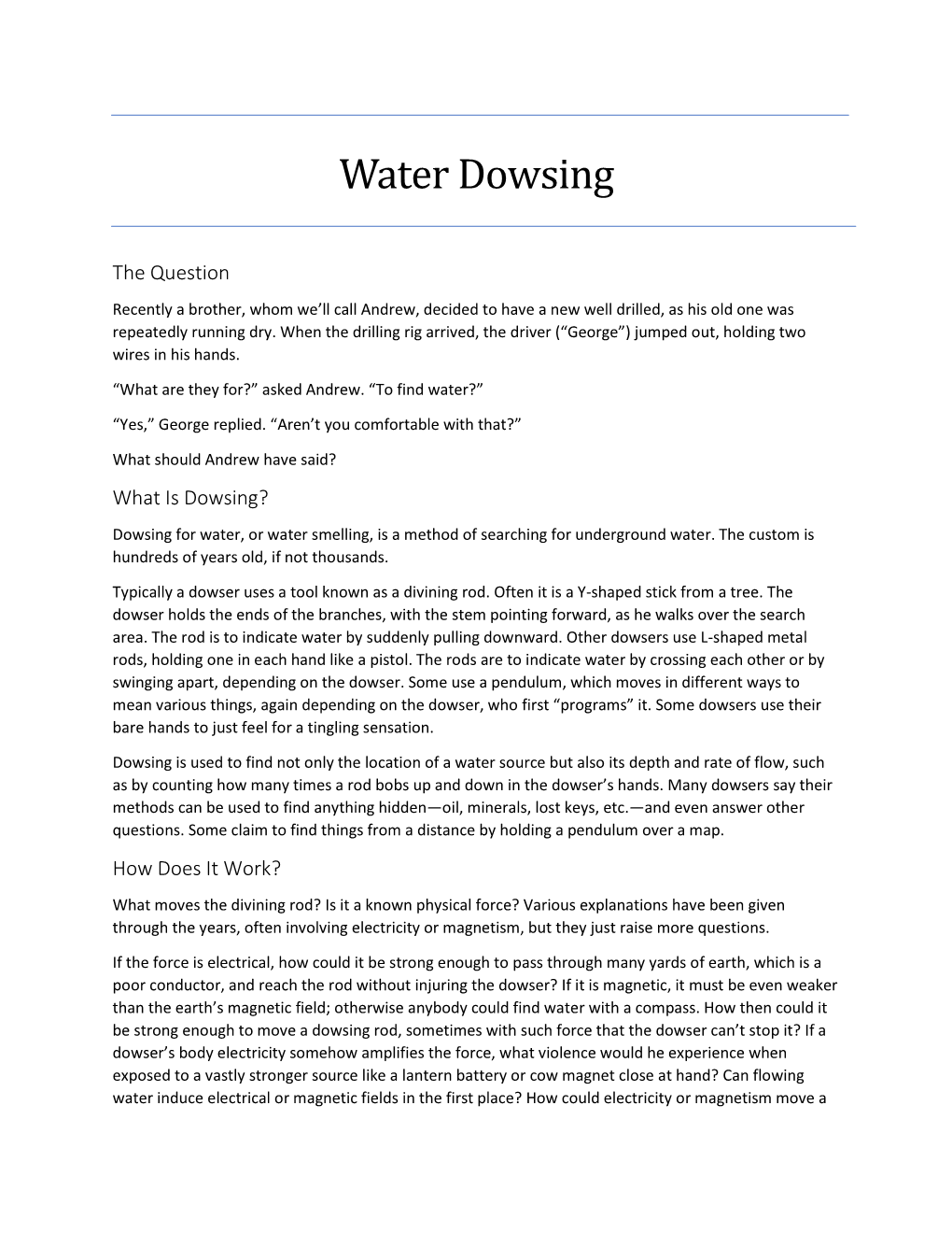 Water Dowsing