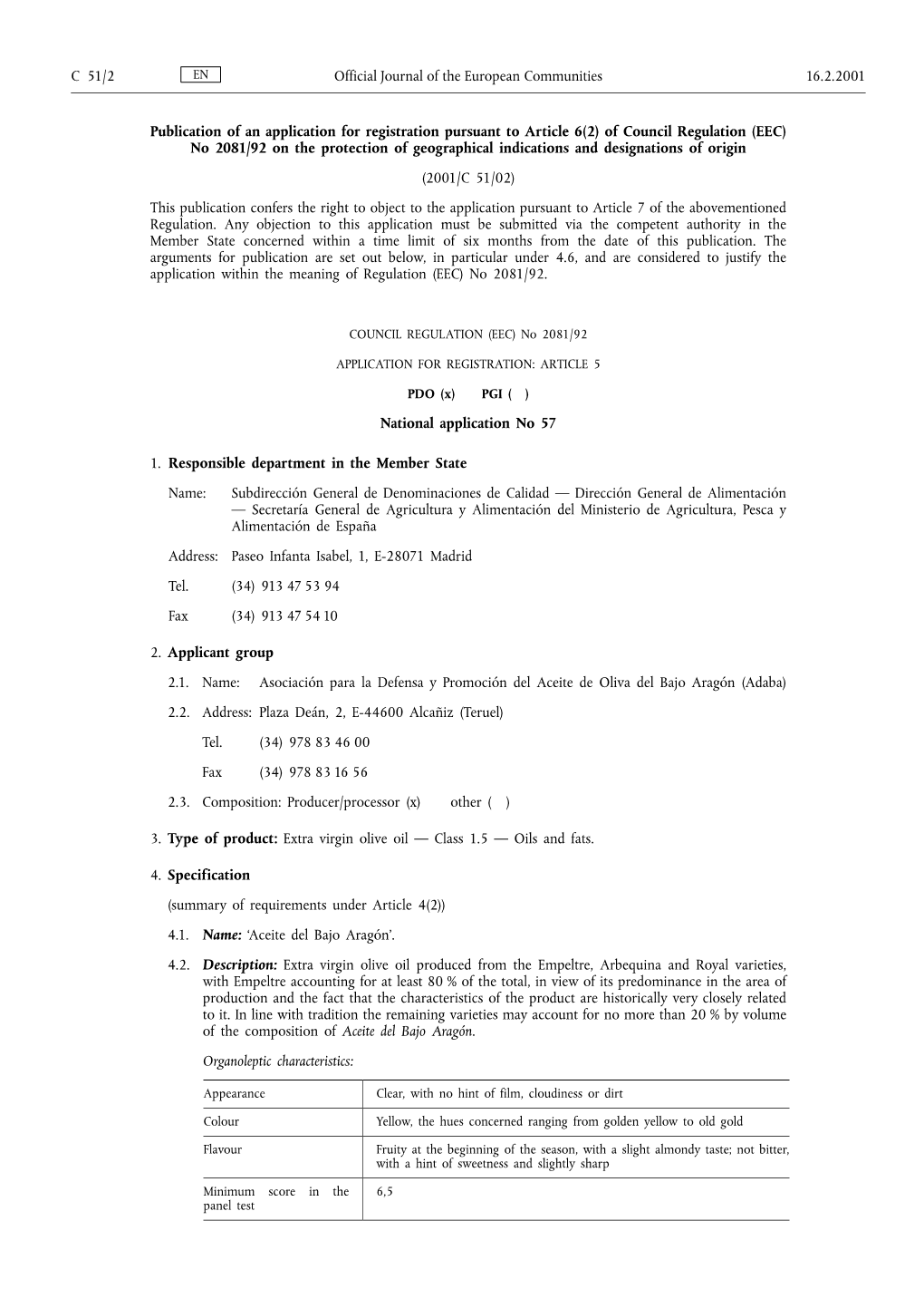 Of Council Regulation (EEC) No 2081/92 on the Protection of Geographical Indications and Designations of Origin