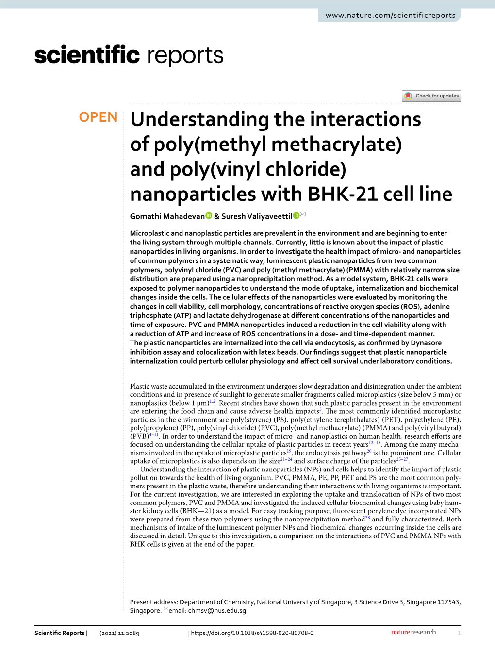 And Poly(Vinyl Chloride) Nanoparticles with BHK-21 Cell Line