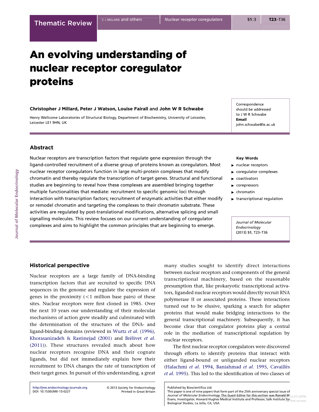 An Evolving Understanding of Nuclear Receptor Coregulator Proteins