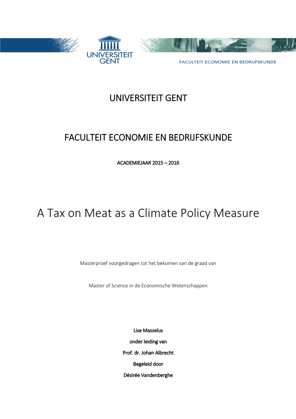 A Tax on Meat As a Climate Policy Measure
