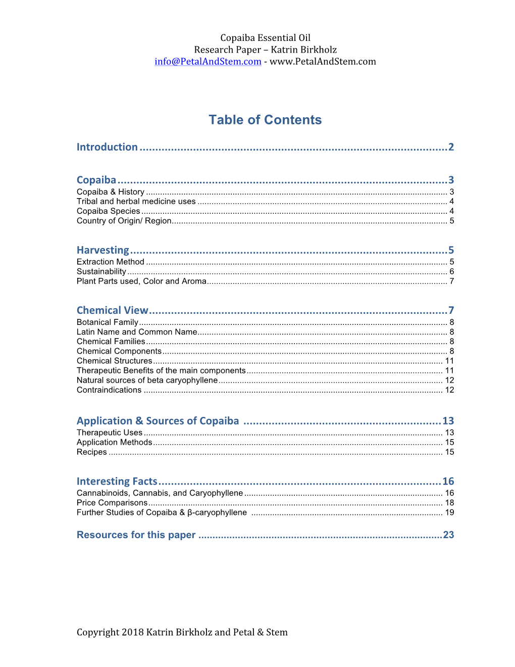 Table of Contents