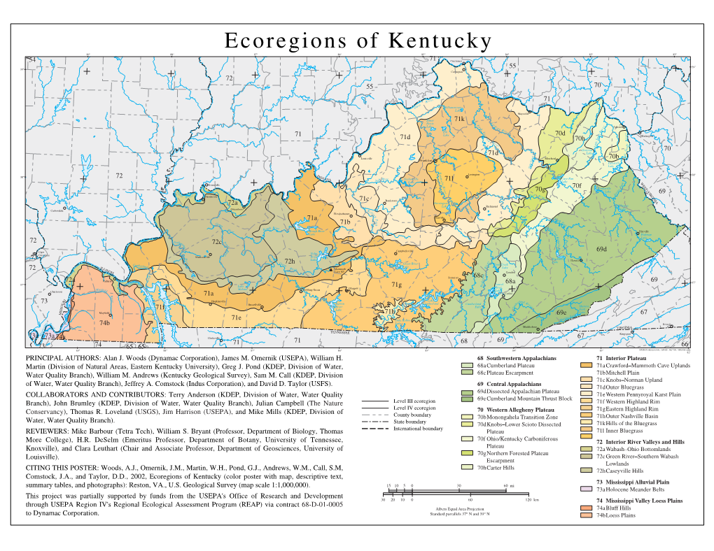 Ecoregions of Kentucky 89° 88° 87° 86° 85° 84° 83° 82°