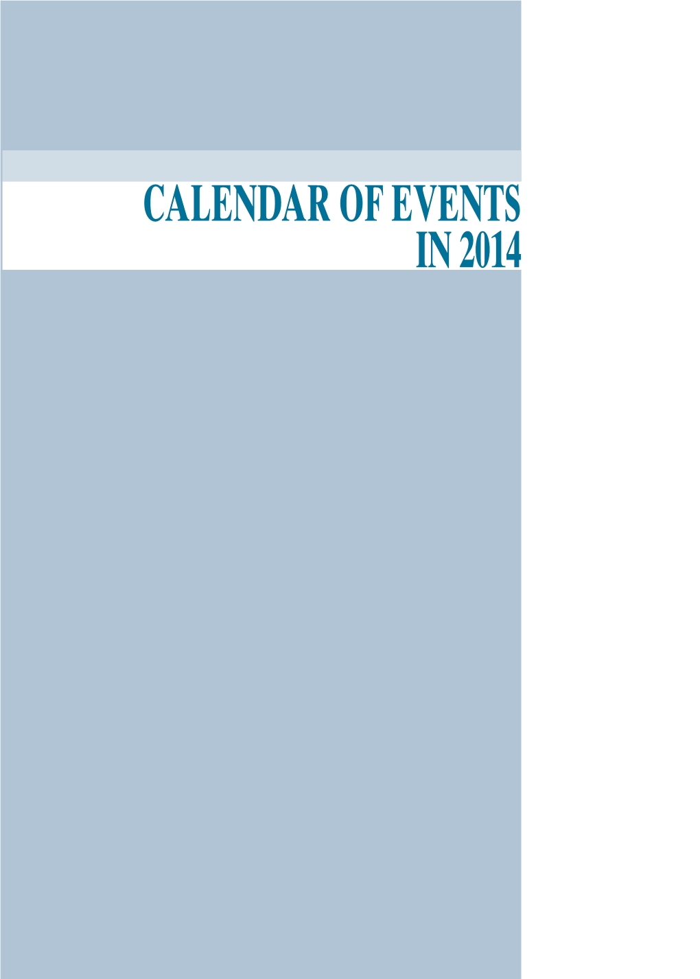 Calendar of Events in 2014