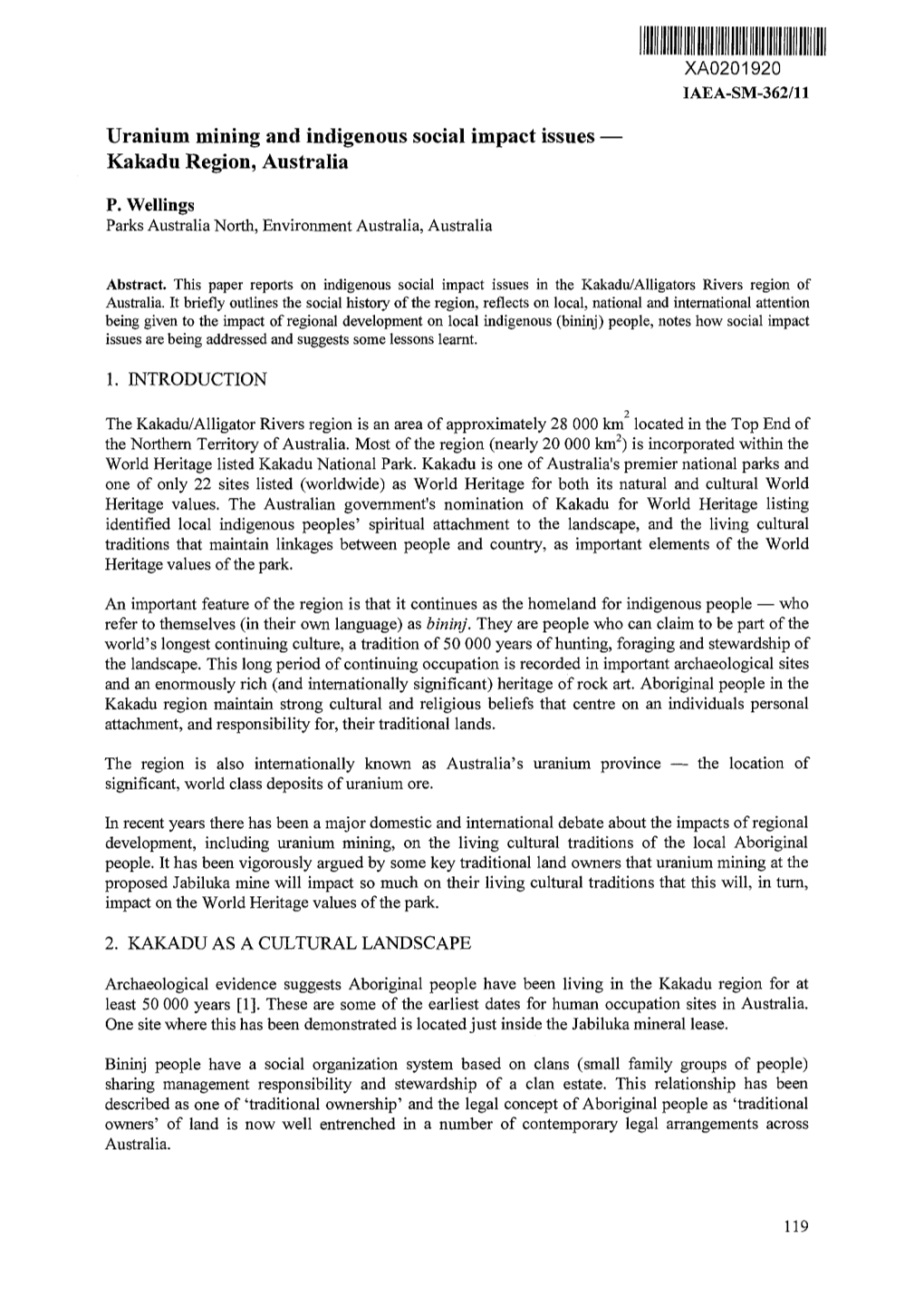 Uranium Mining and Indigenous Social Impact Issues Kakadu Region, Australia