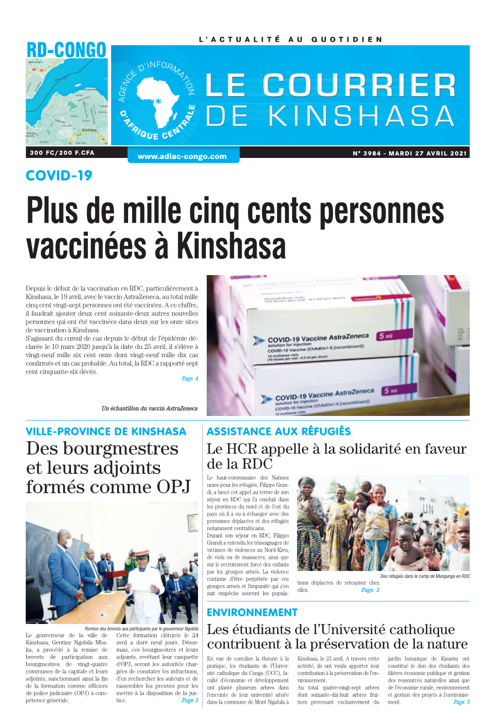 Plus De Mille Cinq Cents Personnes Vaccinées À Kinshasa